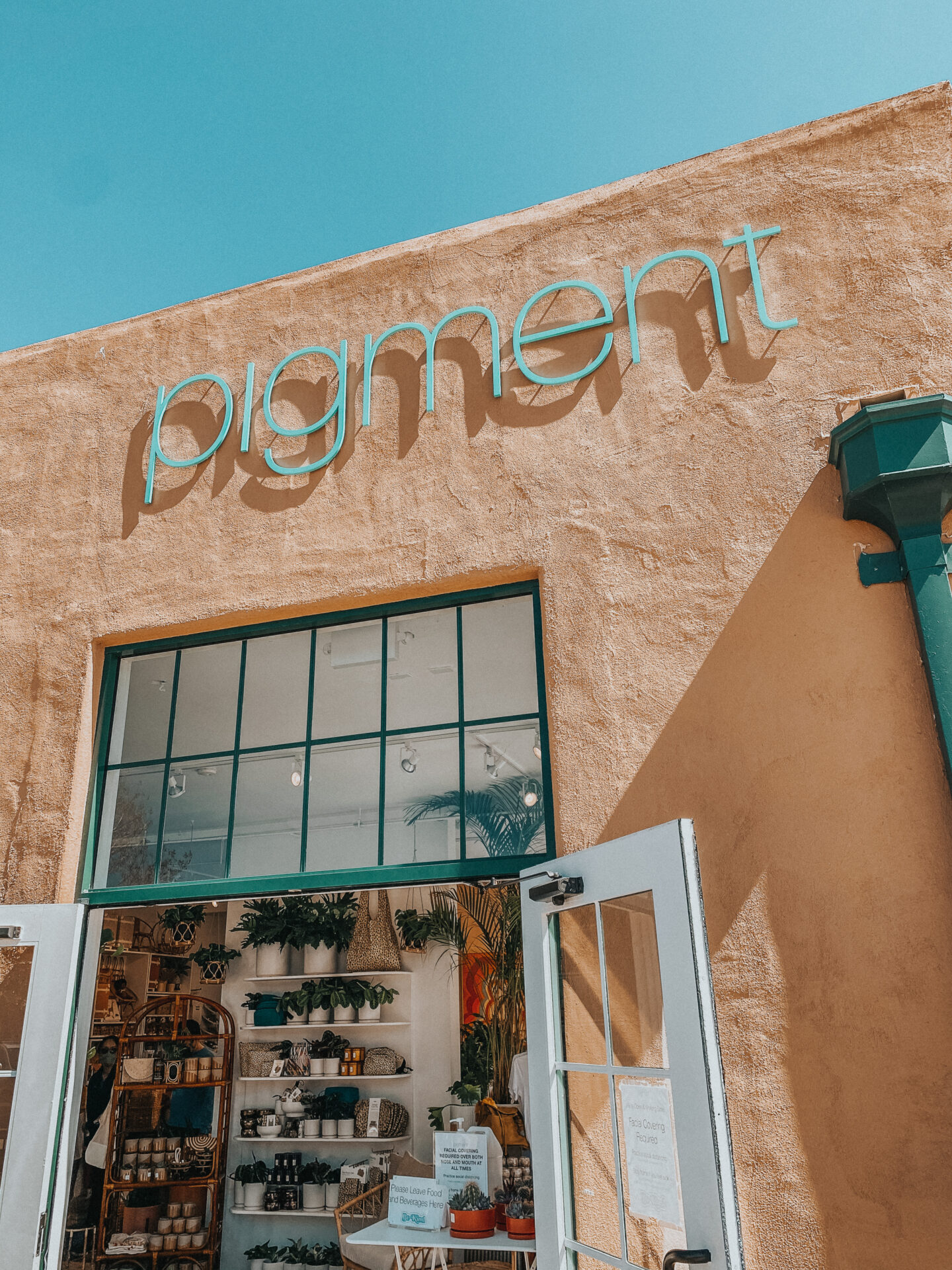 Pigment Boutique in Liberty Station San Diego shopping mall - Palm Trees & Pellegrino
