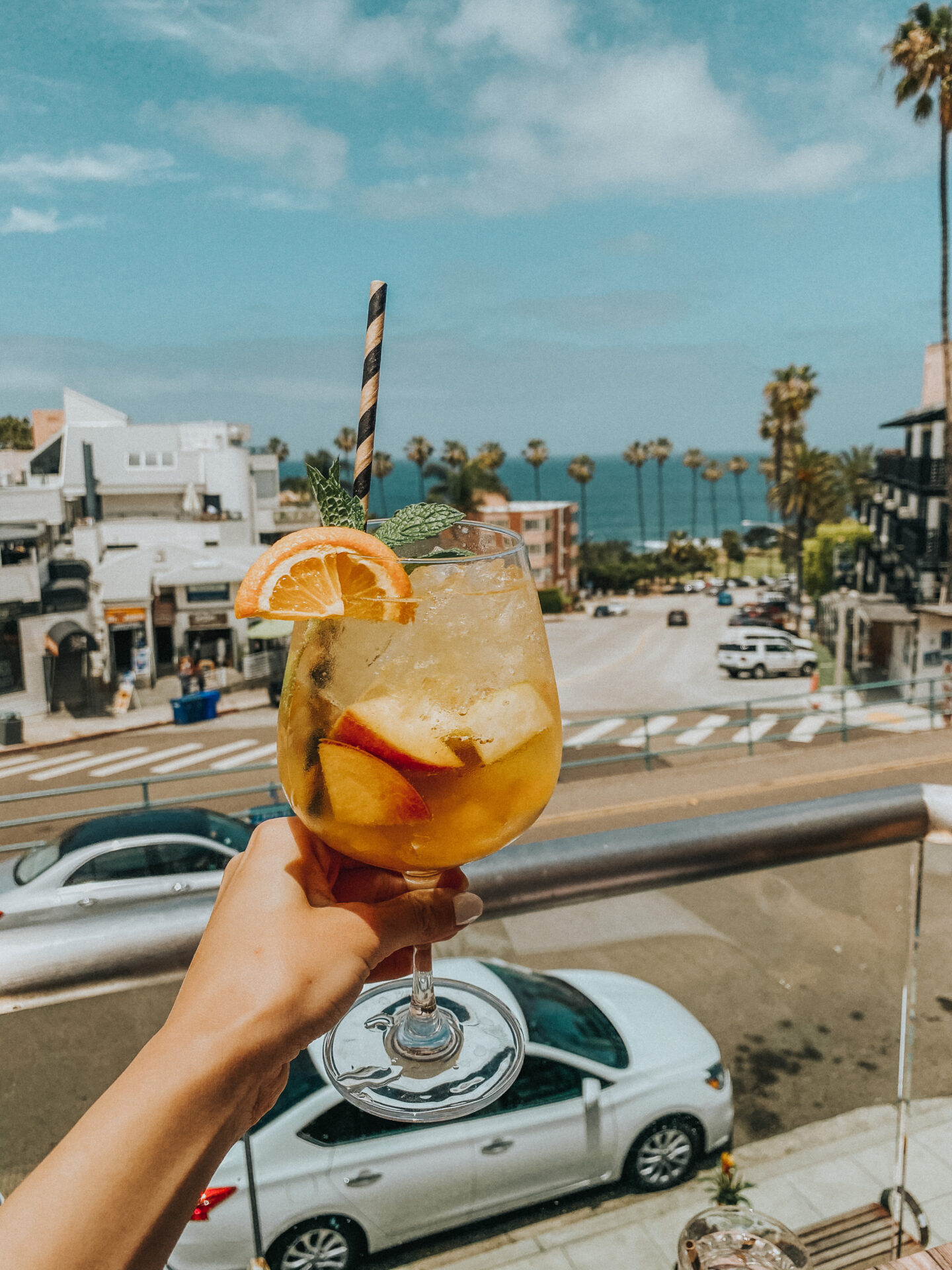 Cody's La Jolla beach side restaurant in San Diego - Palm Trees & Pellegrino