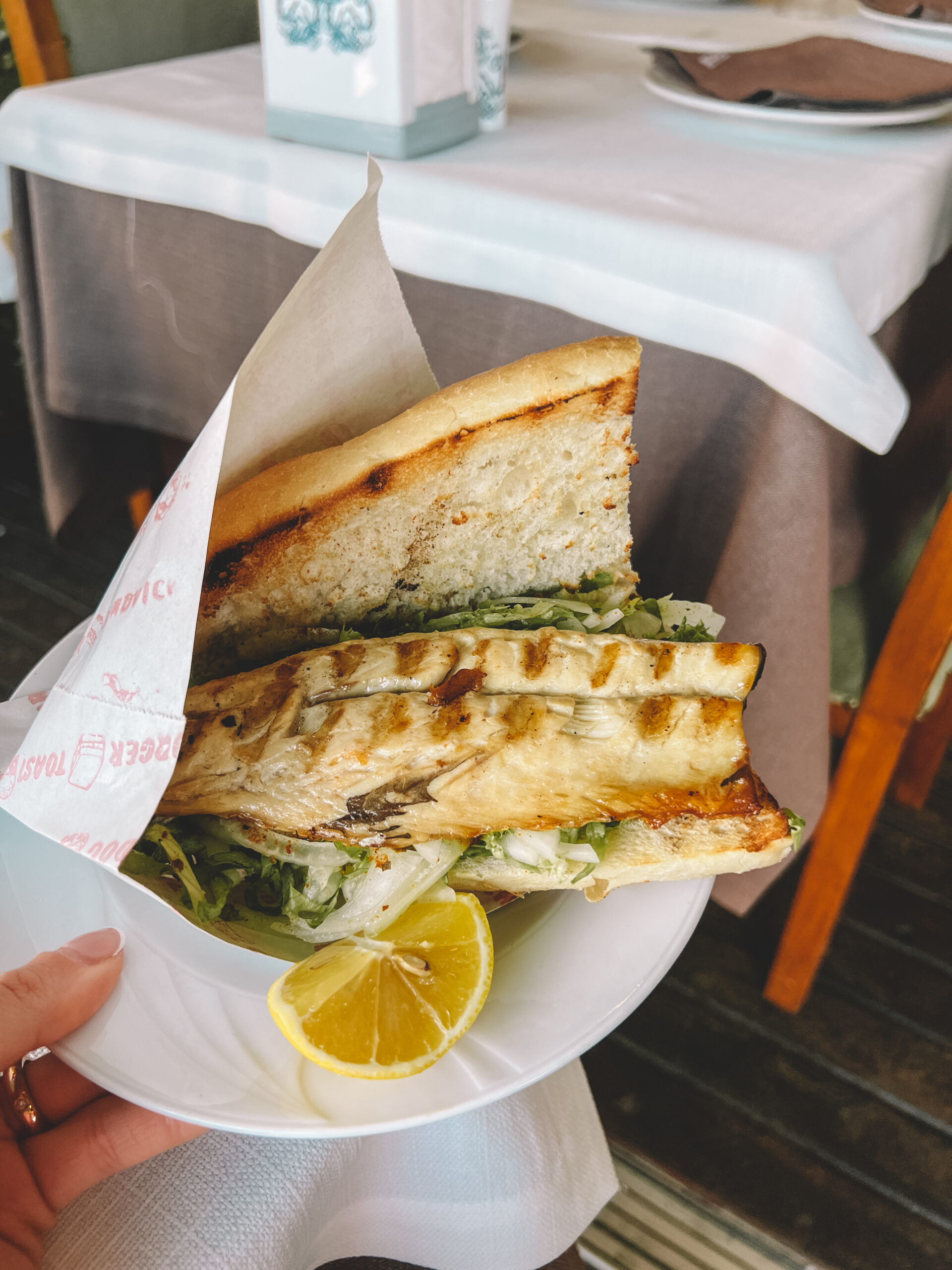 Turkish street food: fish sandwich